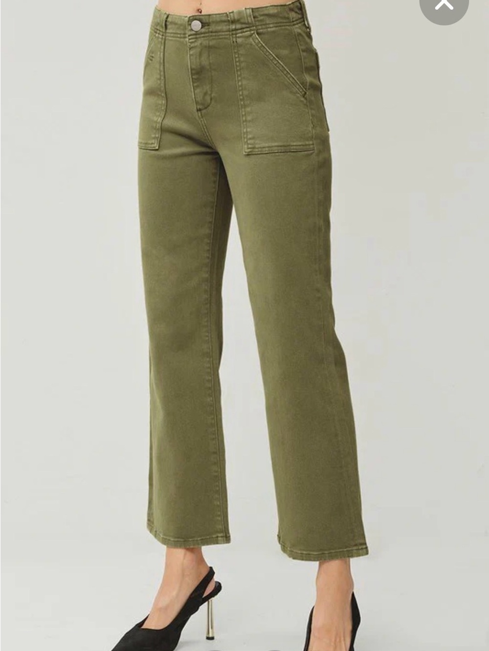 NWT Risen Jeans High-Rise Moss  Green Wide-Leg Jeans 2XL